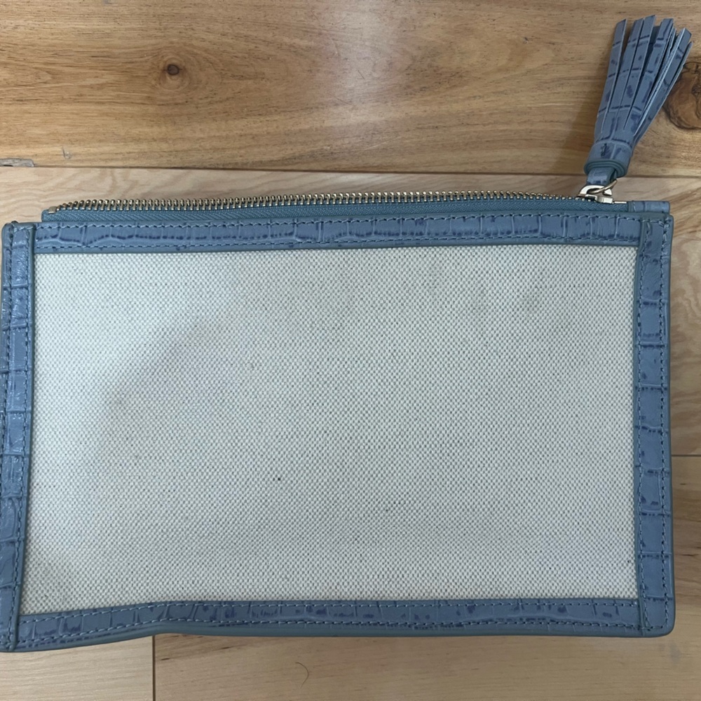 Neely and Chloe canvas clutch with strap